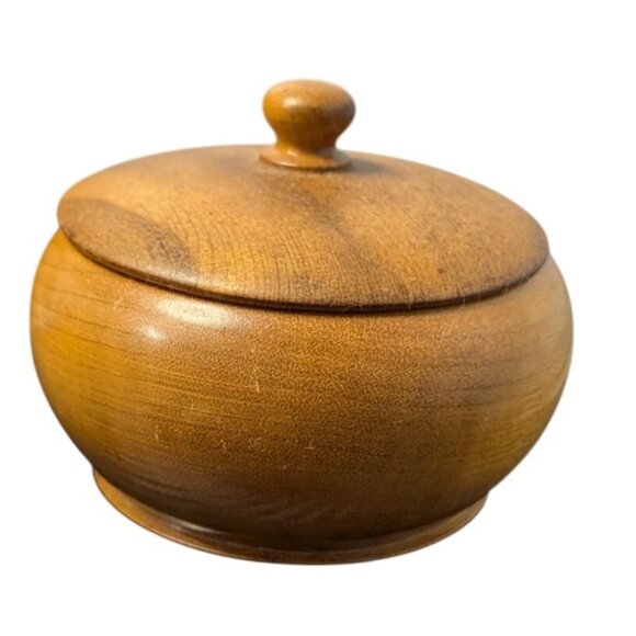 Vintage Myrtlewood Lidded Bowl With Acorn Set By Myrtle Craft Studio - Picture 1 of 11